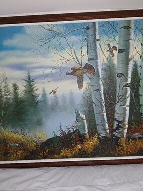 Vtg oil painting on canvas wall custom framed art signed